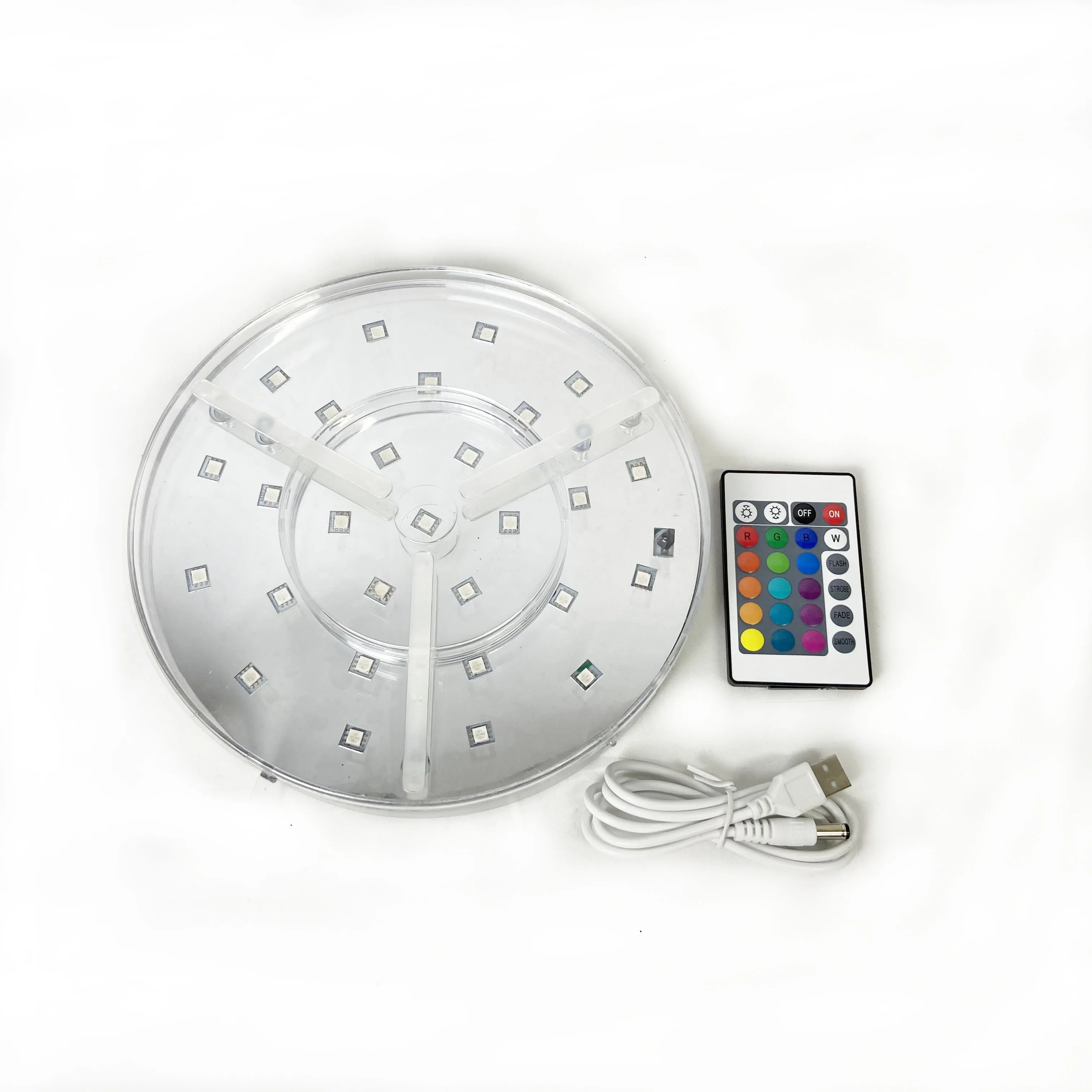 8Inch Round Hookah LED Light Base RGB Multicolor LED Light Plate with Remote for Hookah Centerpiece Decorative Lighting