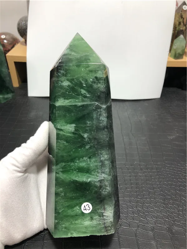 

Rare large Natural Colored Fluorite Crystal Point Green Fluorite Natural Crystal Wand