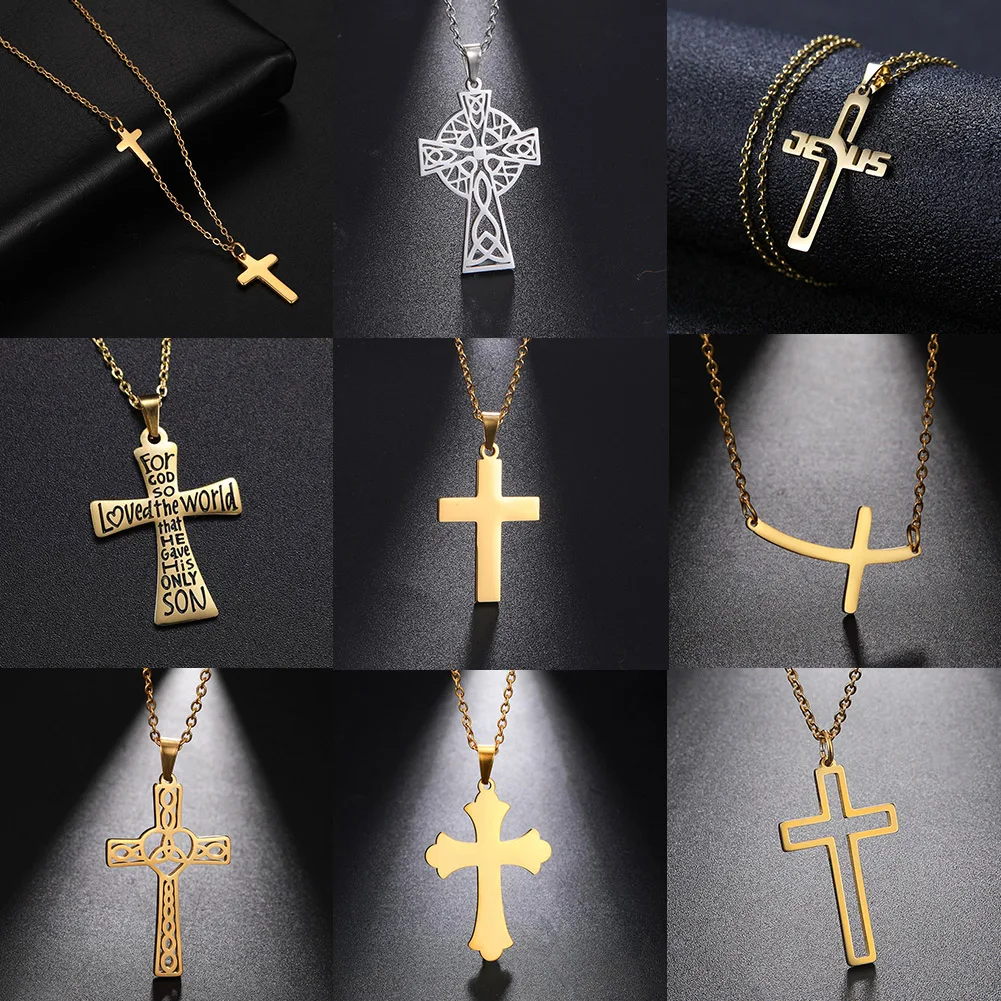 UniftChristianAmuletCrossNecklaceforWomenMenStainlessSteel