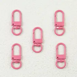 Colorful Macaron Keychain Clasps - Set of 10 for DIY Jewelry Accessories (14 Deep Pink)