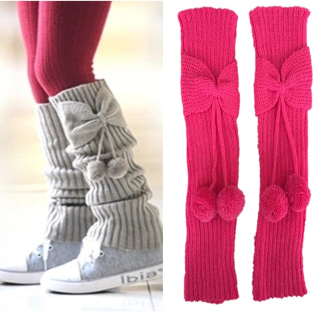 Popular Autumn Girls's Butterfly Knot Ball Sock Cover Knitted Wool Boot Cover Leg Guard Cover Winter Leg Warmers Women 1