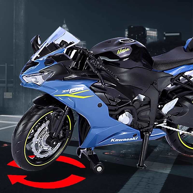 1:12 Kawasaki Ninja ZX-6R Alloy Motorbike Diecast Model Super Sport High Simulation Toys Car Pull Back Children Gifts Collect 4