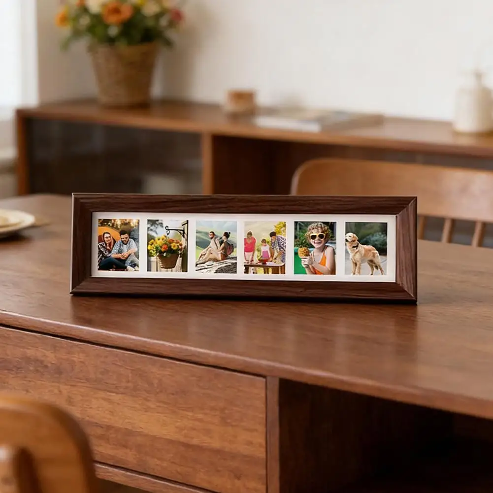 Cornice Portafoto a 6 Aperture per Decorazione Murale, Espositore Multi-Foto Orizzontale o Verticale per Casa e Ufficio - Image 3