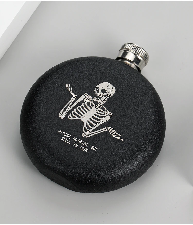 5 UNZEN Matt Matte Schwarz Tragbare Runde Mini Flachmann Edelstahl Metall Wodka Whisky Wein Flasche Flagon Geschenk Mann trichter – Detail 5