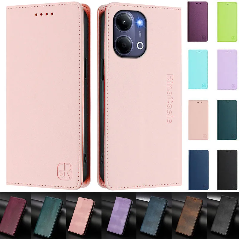 Magnetic Leather Stand Wallet Case - Flip Protective Back Cover in Elegant Design