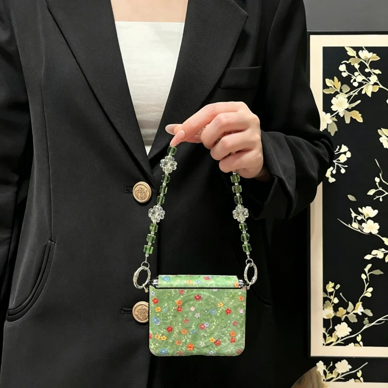 Summer Fresh Florals Magnetic Case with Flower Bracelet Strap - Back Cover