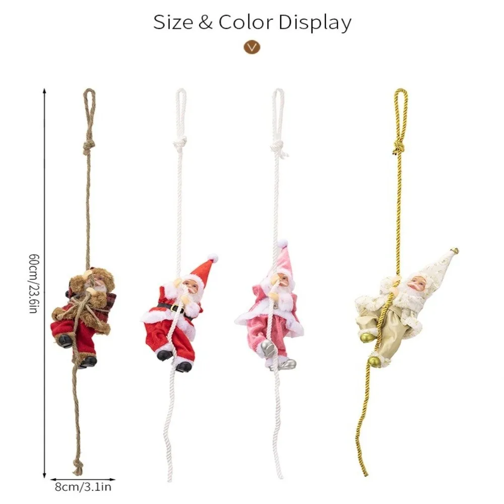 Xmas Decorations Climbing Rope Santa Claus Navidad Gift Statue Santa Claus Hanging Pendants Cartoon Sturdy