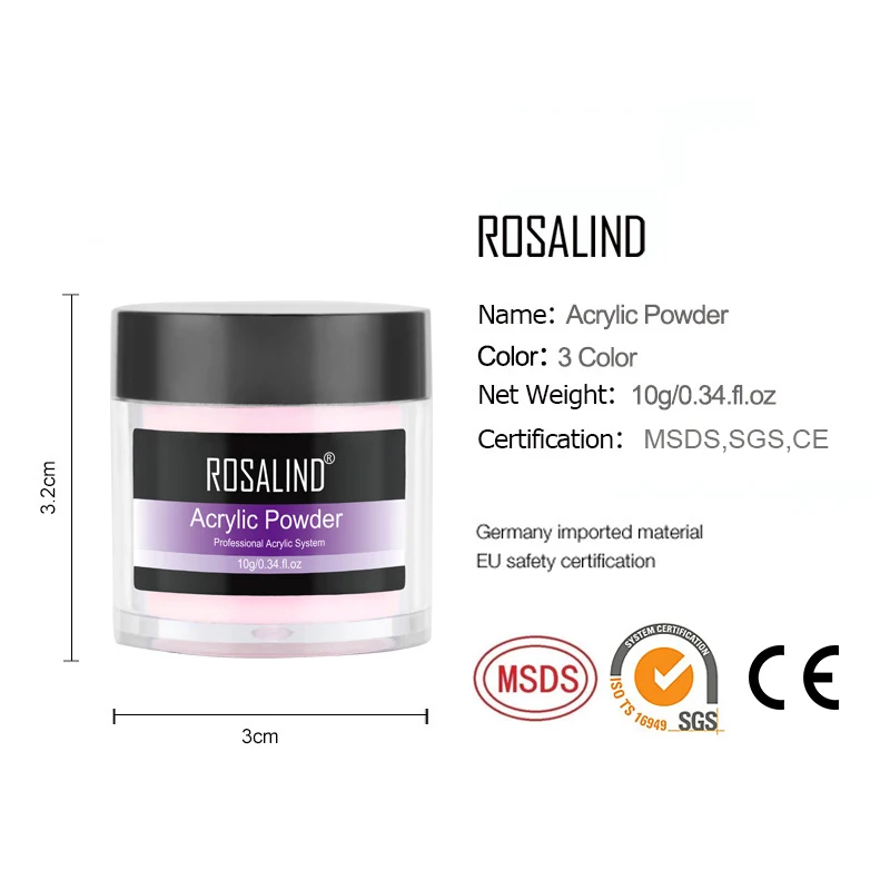 ROSALIND Acrylic Powder Set Flower Carve Crystal For Extension Builder Manicure Acrylic Dipping Powder With Liquid Tool Kit nail powder acrylic nail powder nail kit manicure tools nail tools