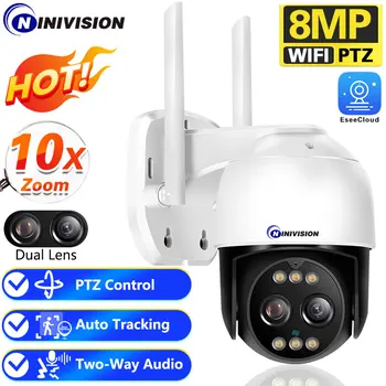 8MP 4K PTZ Wifi IP Camera Cloud 10X Digital PTZ Zoom CCTV telecamera di sicurezza Outdoor AI Human Detect Auto Tracking telecamera Wireless