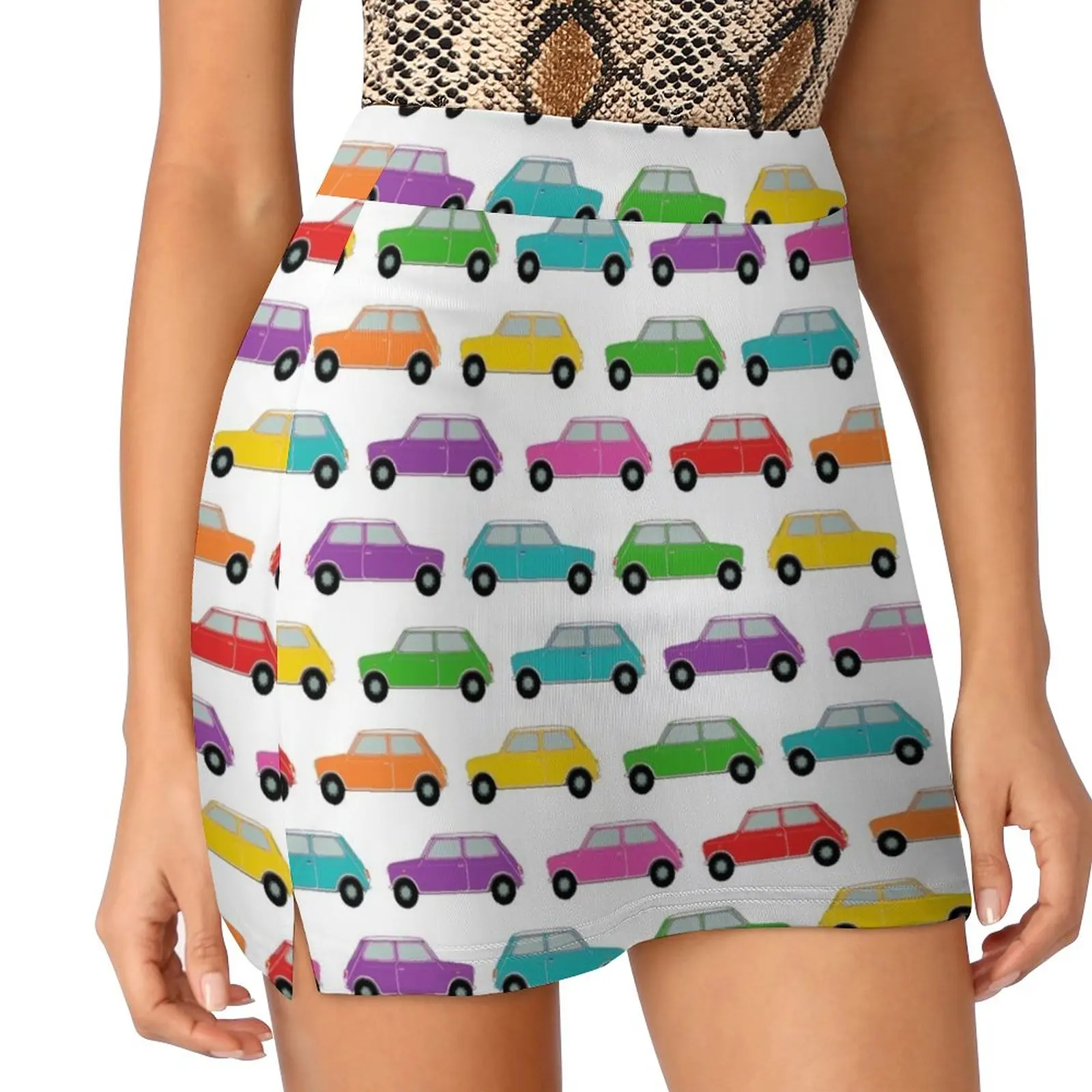 Classic Mini , Rainbow Mini Car , vintage UK car. Light Proof Trouser Skirt outfit korean style Woman skirt japanese style