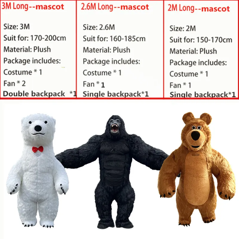 Giant Panda Inflatable Costume Street Funny Polar Bear Mascot Costume Party Role Playing Plush Inflatable Mascot superhero costume,halloween costume,masquerade costume,anime bodysuit costume,men cosplay costume