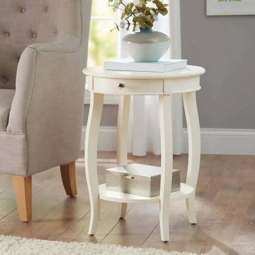 

Better Homes & Gardens Round Accent Table with Drawer, Ivory