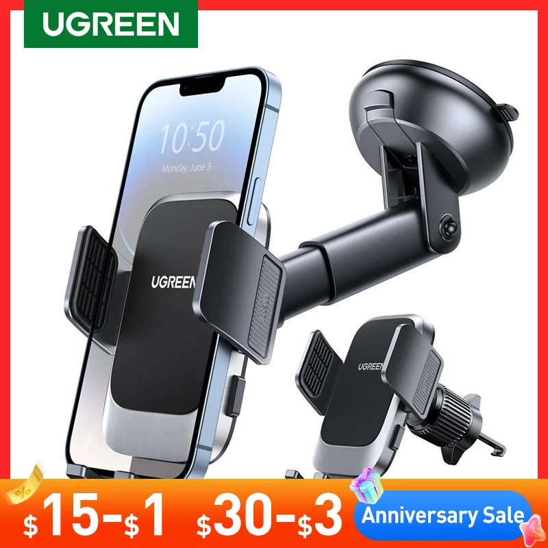 

【New-in Sale】UGREEN Car Phone Holder Air Vent & Gravity Dashboard 3 in 1 Car Phone Stand For iPhone 15 14 13 Pro Xiaomi Samsung