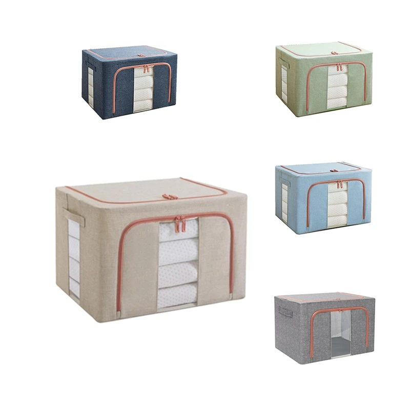 

Washable Storage Box With Lid Collapsible Clothes Socks Toy Sundries Organizer Cosmetics Light Green
