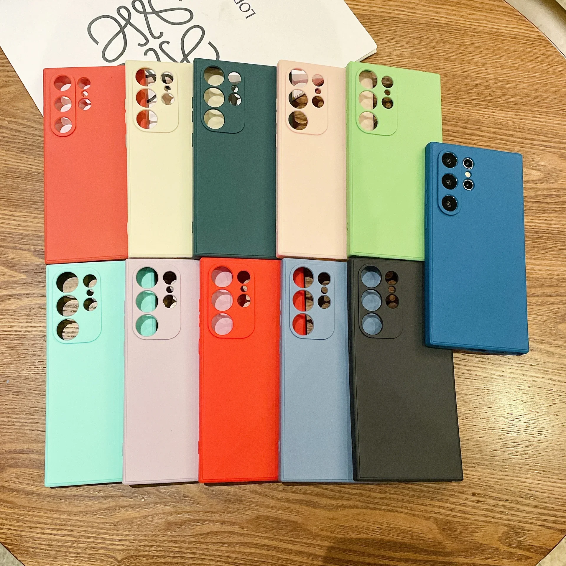 Solid Color Minimalism Soft Straight TPU Phone Case Samsung S24 S23 S22 Note 20 Ultra Plus FE Shockproof Smartphone Back Cover