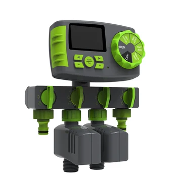 Aqualin Garden Automatic 4-zone Irrigation Watering Timer Controller System with 2 Solenoid Valve Irrigation Programmer 1