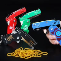 1pc Mini Toy Metal Gun with Rubber Band Fun Folding Pistol Key Charm Pendant Kids Birthday Gifts Toys Boy Girl Game Party Favors 1