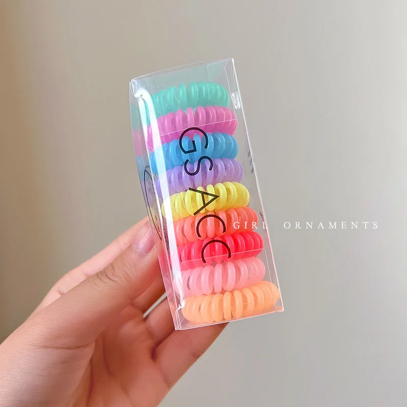 Spiral No-Crease Hair Tie Set - 9 Elastic Coil Scrunchies