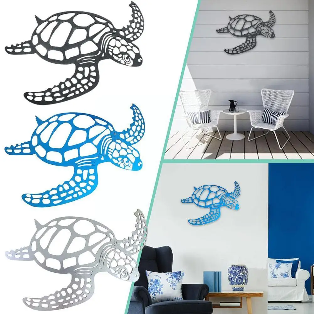 

1PCS Metal Sea Turtle Ornament Beach Theme Decor Wall Art Decorations Wall Hanging for Indoor Livingroom Decor I9F1