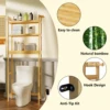 Bamboo Bathroom Finishing Rack With Hook and 3-Layer Height Adjustable Shelf Stable Durable Saving Space Laundry Room Bathroom 4