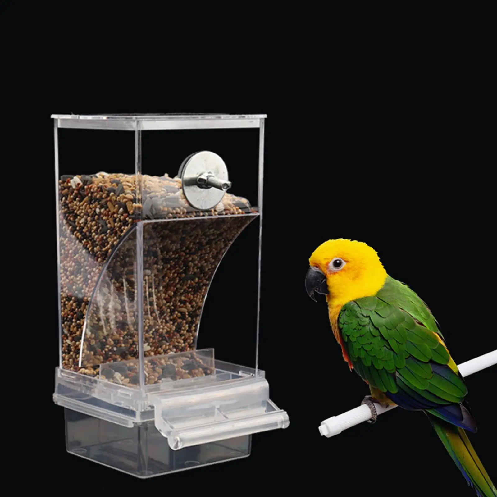 Automatic Bird Feeder No-Mess Bird Feeder Parrot Cage Accessories for Budgerigar Canary Cockatiel Finch Parakeet