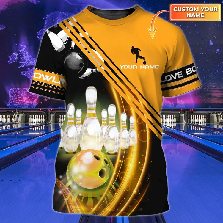 Neueste Sommer Mode männer T-shirt Personalisierte Name Bowling 3D Gedruckt t-shirt Unisex Casual T-shirt Bowling Liebhaber Geschenke DW127 – Detail 14