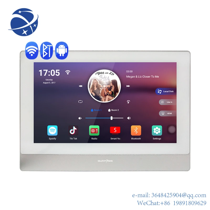 

YYHC 7 Inch Mutli Channel Wireless Stereo Sound Smart Home System 8*20W WiFi Blue-tooth Touch Screen In Wall Amplifier