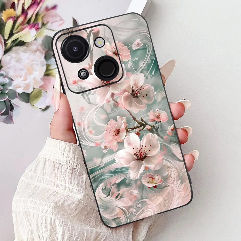 Cartoon Cat & Dragon Marble Matte Black Silicone Soft Phone Case