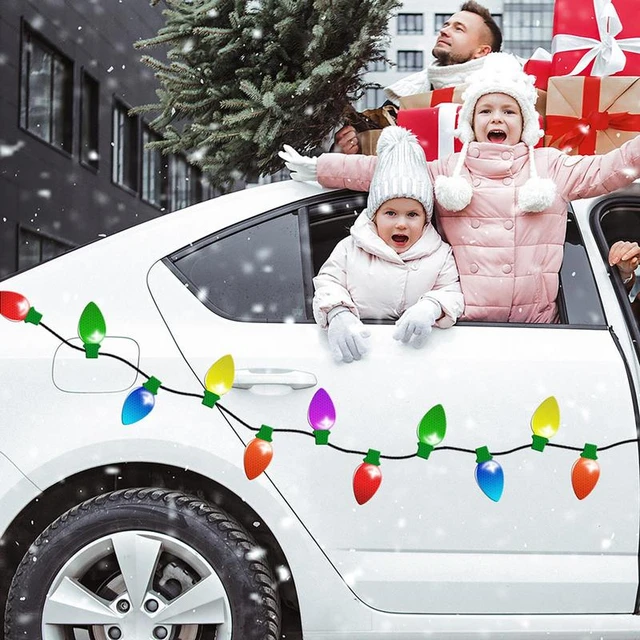 Décoration de Noël - Autocollants magnétiques de Noël pour voiture -  Ampoule réfléchissante - Décoration magnétique - Ampoule colorée - Aimants