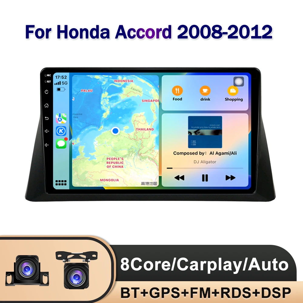 

For Honda Accord 8 Crosstour 2008-2012 Android Car Radio Multimedia Dvd Player Stereo Carplay Auto Recorder Gps Navigation RDS