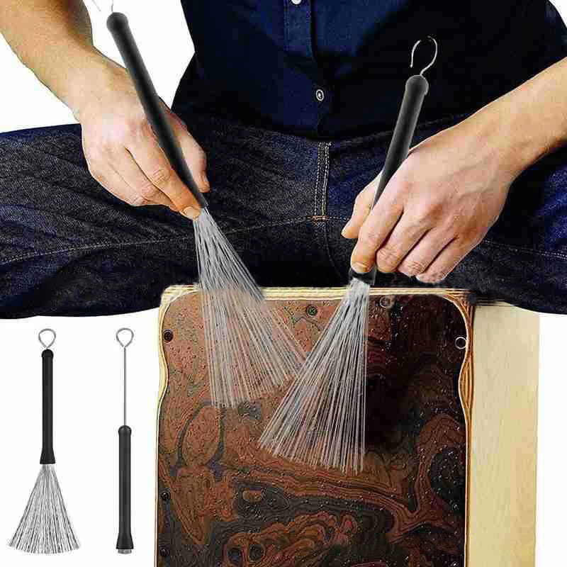 Newly Metal Wire Drum Brushes Cleaning Tool Portable Jazz Musical Retractable Sticks Drum Brushes  Instrument Accessories