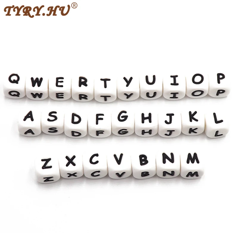 

TYRY.HU 26Pcs Baby Silicone Beads 12mm BPA Free Alphabet Letters Beads Making Handmade DIY Baby Bracelet Necklace Accessories