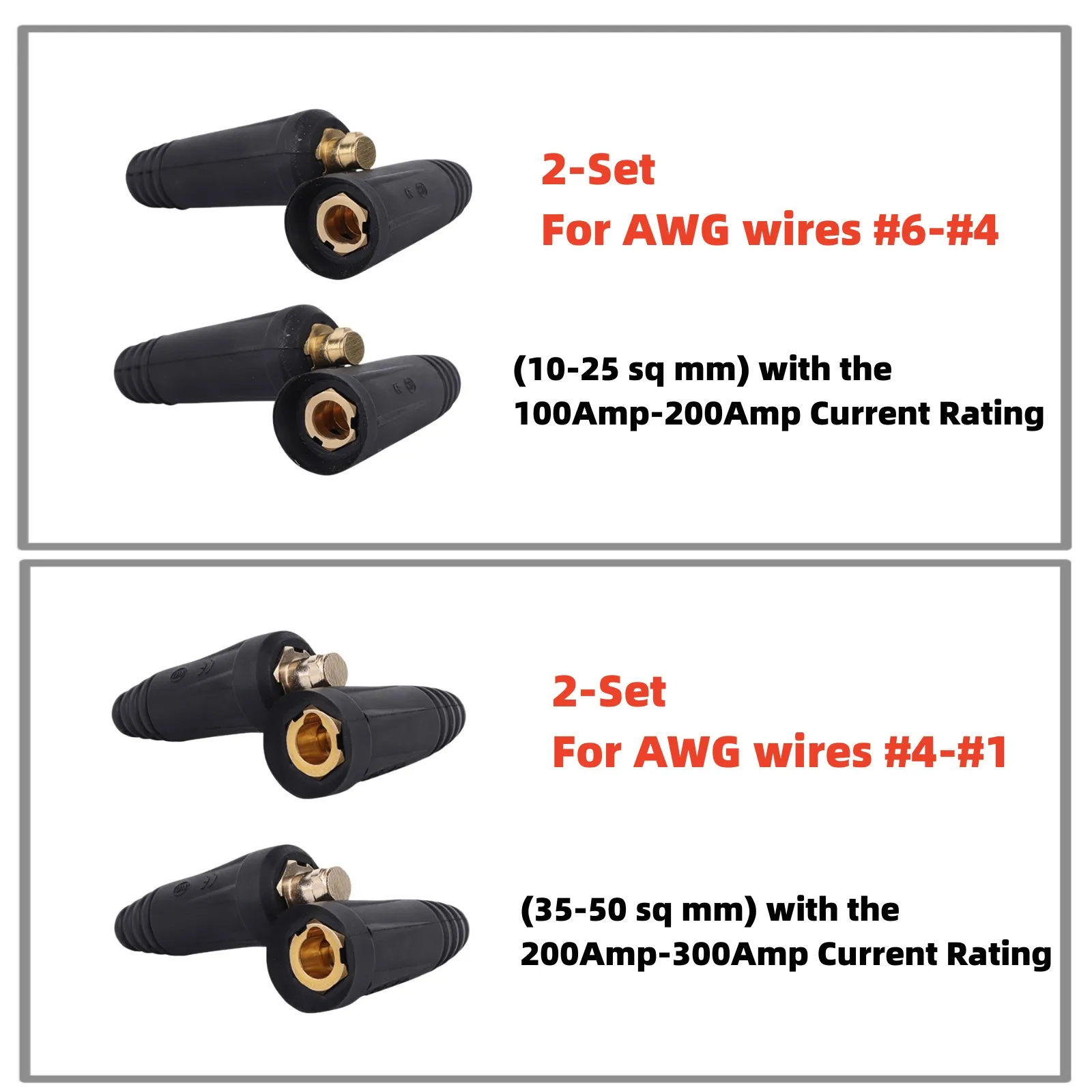 Welding Cable Joint Quick Connector DINSE-Style DKJ10-25 DKJ35-50 AWG wires Quick Fitting Plug Socket 2 Set welding cable connector