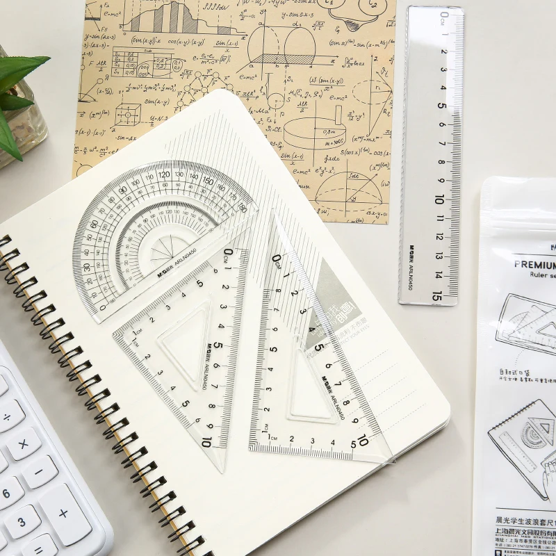 M&G 1 Set Ruler Suit 15cm Straightedge 180 Degree Protractor 45 Degree Triangle Ruler 60 Triangle Stationery Set