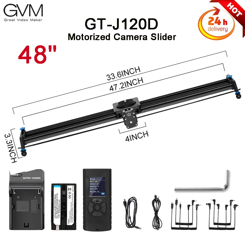 Gvm Aluminum Alloy Motorized Câmera Slider Vídeo Profissional Track Dolly Rail Estabilizador de Vídeo Gv-j120d 48 120cm