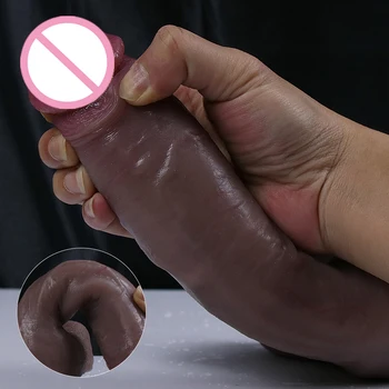 Realistic Dildo Black Dick Gay Soft Silicone Big Penis Cheap Adults Sex Toy Suction Cup For Men Women Strapon Female Masturbator 1