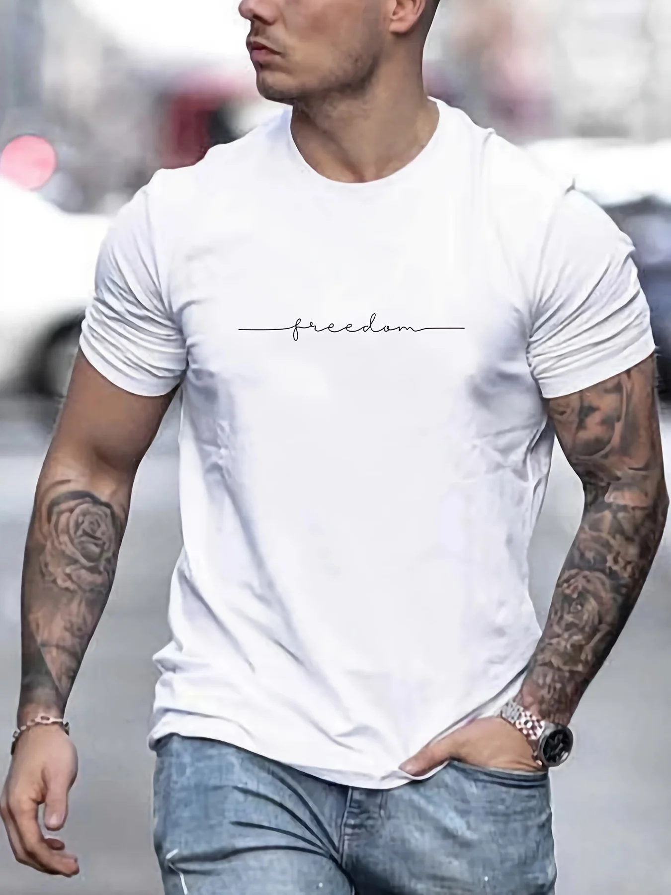 Mens Casual Cotton Graphic T-Shirt - Slim Fit Summer Top