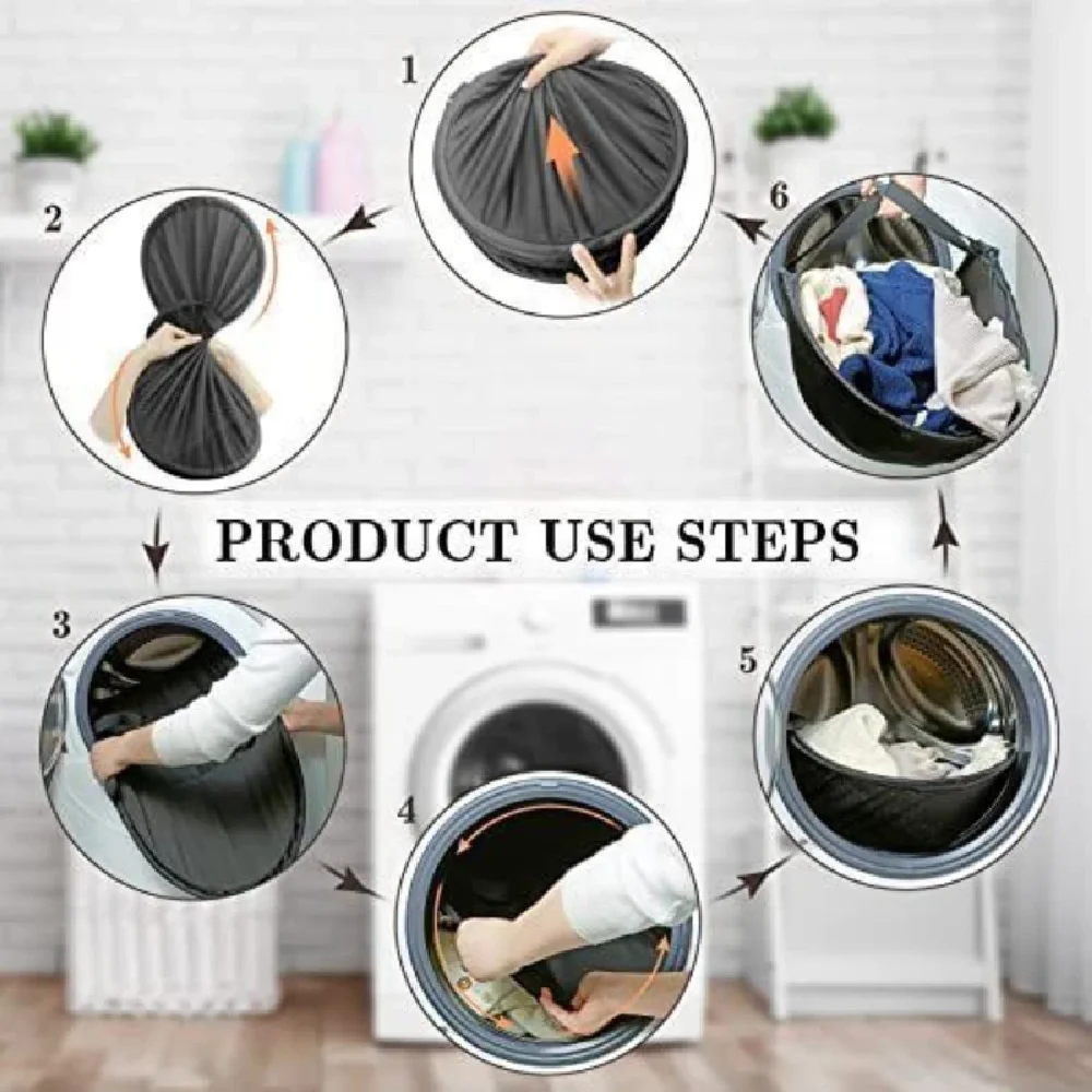 Drying Machine Laundry Basket New Fine Nylon Cloth Washing Machine Foldable Pop Up The Best Storage Dirty Cloth Basket