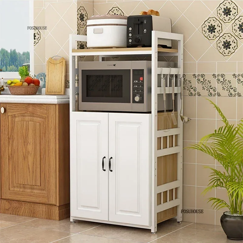 Nordic Simple Kitchen Cabinets Home Kitchen Furniture Storage Cabinet Multi-functional Microwave Kitchenware Storage Cabinets 3