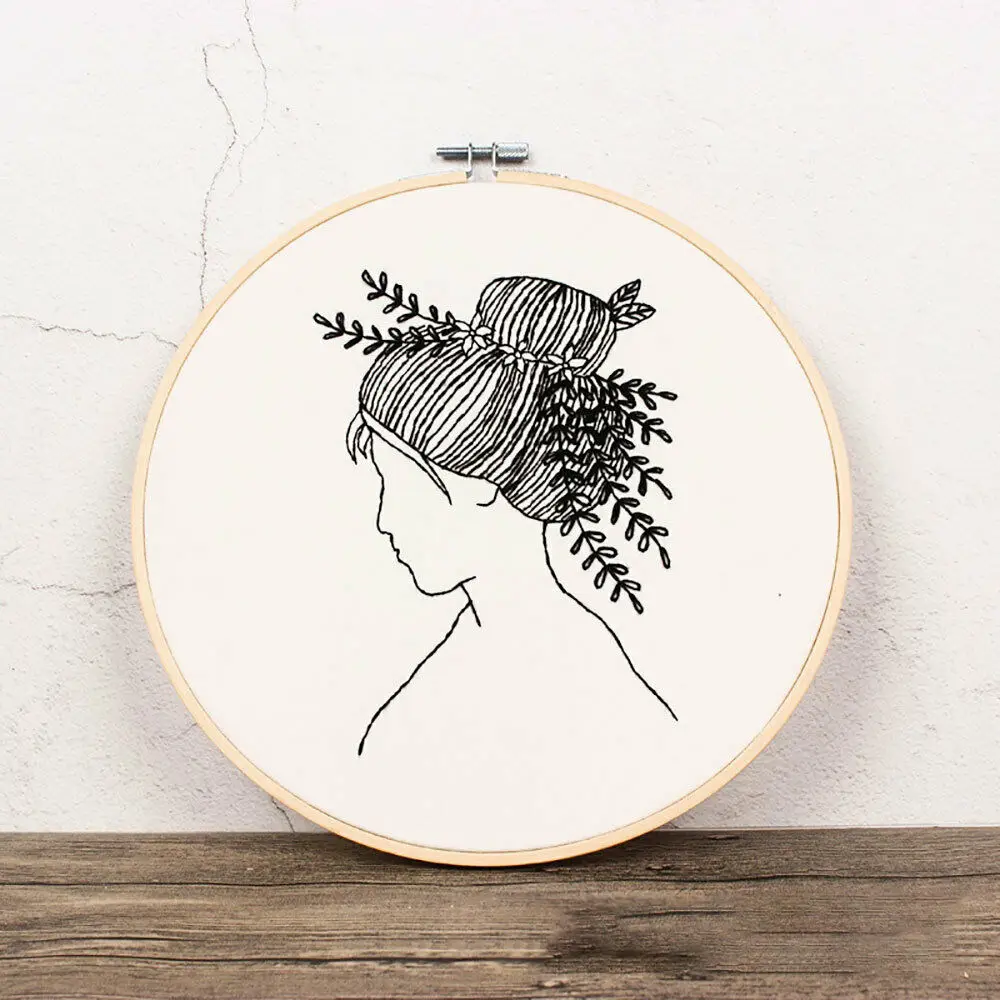 Floral Embroidery DIY Beginner's Kit - Stamped Cross Stitch & Punch Needle Craft Set with Instructions
