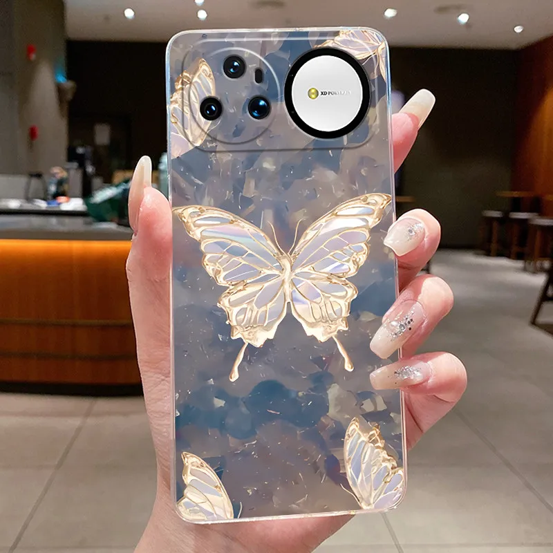 Clear Luxury Fashion Butterfly Flowers Soft TPU Phone Case