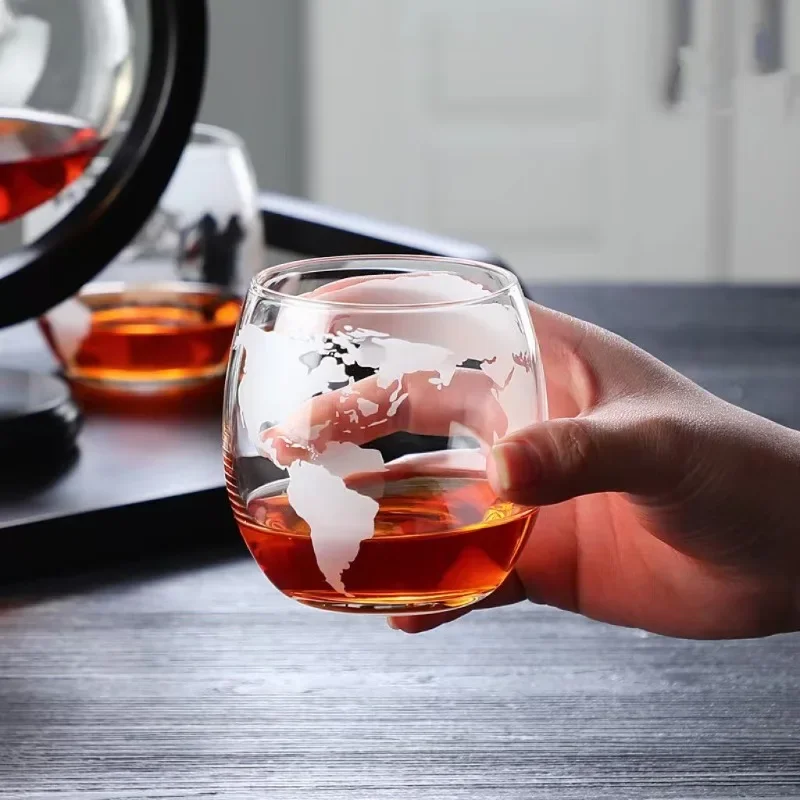 High Borosilicate Glass Earth Decanter Set Whiskey Decanter Red Wine Container Wine Glass Creative Craft Decoration