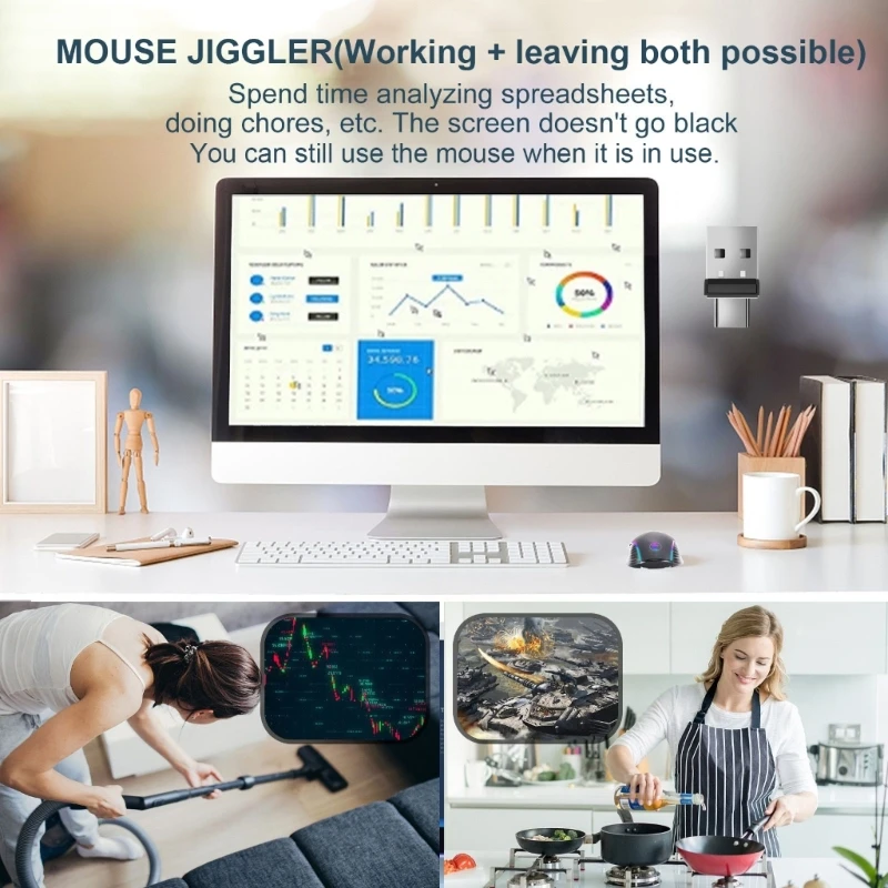 Mouse Jigglers Undetectable USB USB C Mouse Mover for Computer Automatic Mini Shaker Movement Simulators