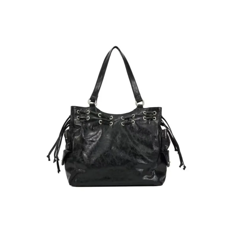 JIAERDI Fashion Studded Tote Bag Women Retro Hot Girl Punk Shoulder Bag Ladies Premium Soft Leather Large Capacity Crossbody Bag