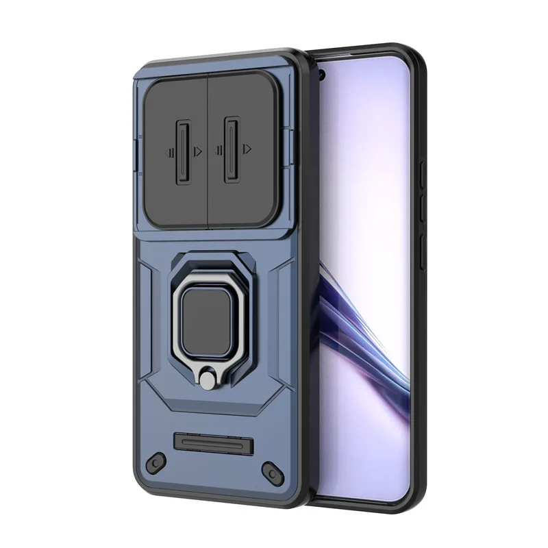 Enhanced Protective Phone Case with Slide Camera Protector and Ring Holder