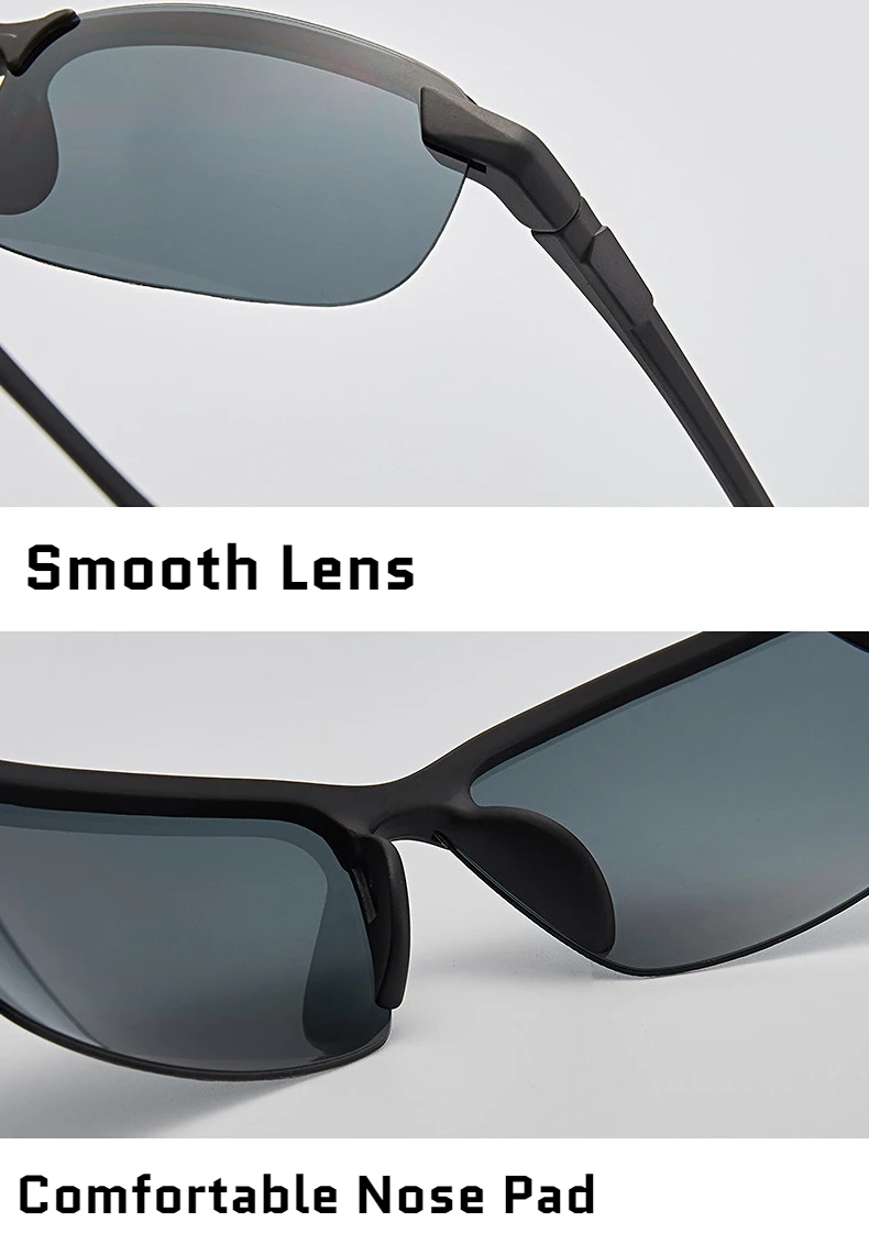 Nachtsichtbrille für Herren, blendfrei, Halbrahmen, polarisierte Sonnenbrille für Fahrer, UV400, 2 Stück, Tag- und Nachtbrille_voghion.com