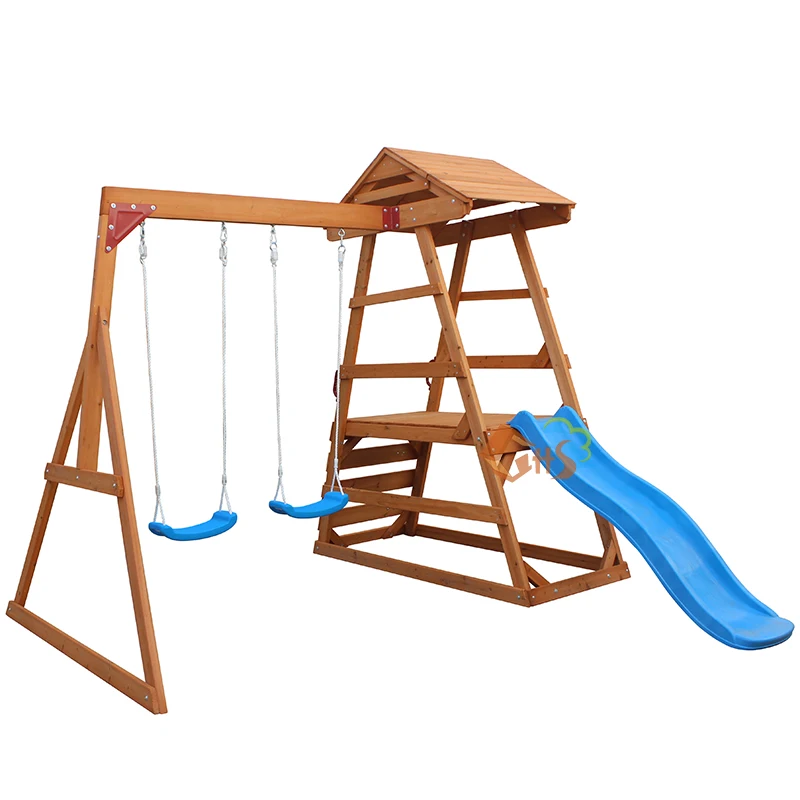 

Custom Patio Kids Wooden Children Outdoor Swing And Slide Set Playground