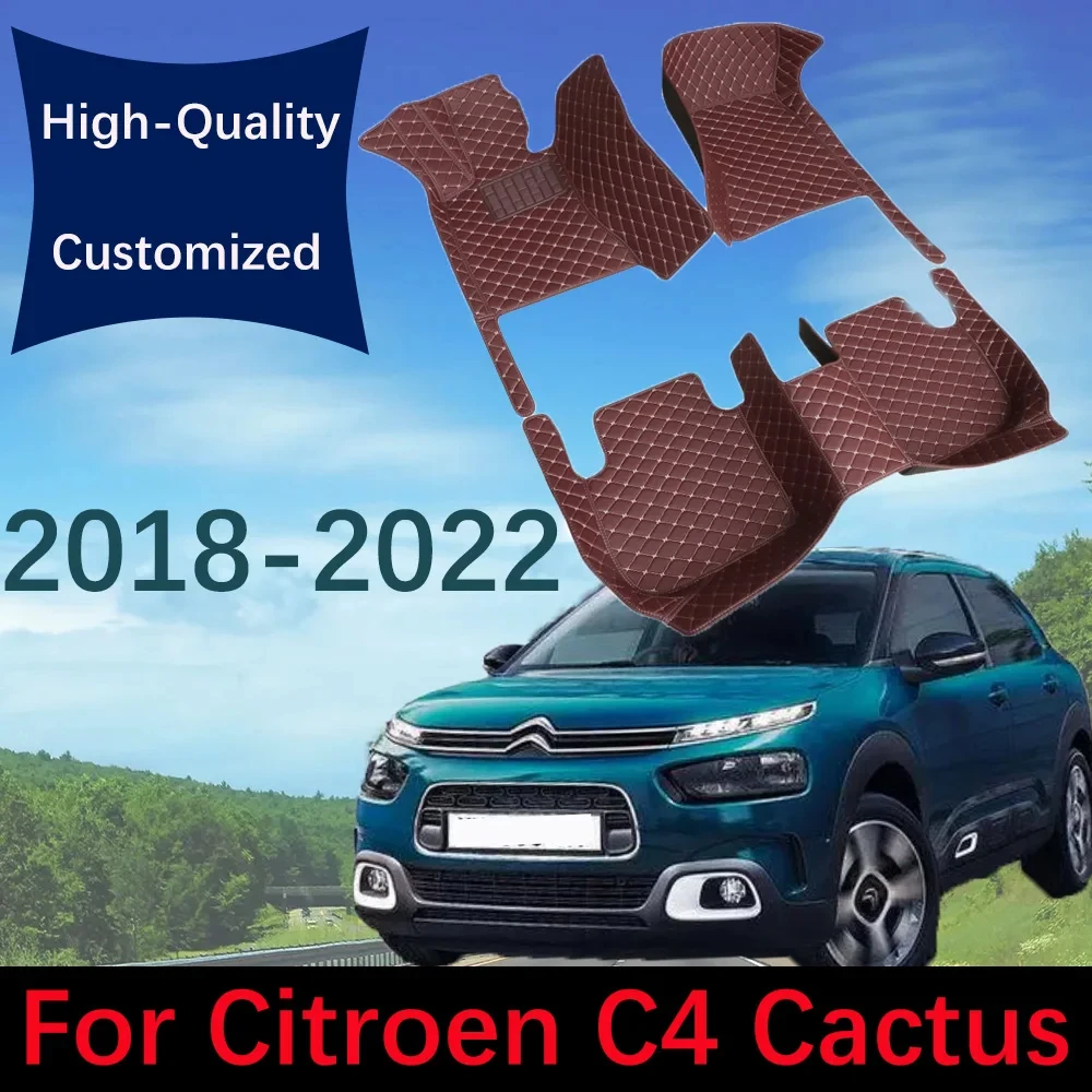 

Custom Leather Car Floor Mats For Citroen C4 Cactus 2018-2022 Anti-dirt Automobile Carpet Rugs Foot Pads Interior Accessories