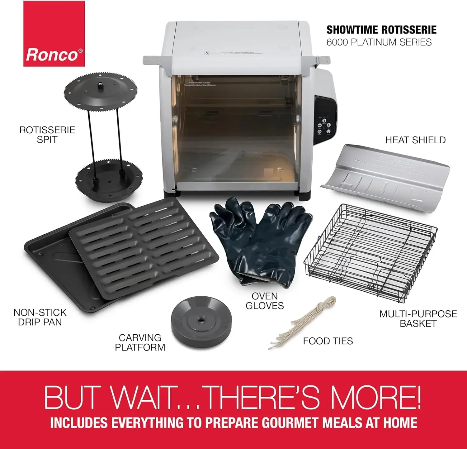 Series Rotisserie Oven, Digital Display, 12-Pound Capacity, Auto Shutoff, Includes Rotisserie Spit, Multi-Purpose Basket, 3 Cook 6