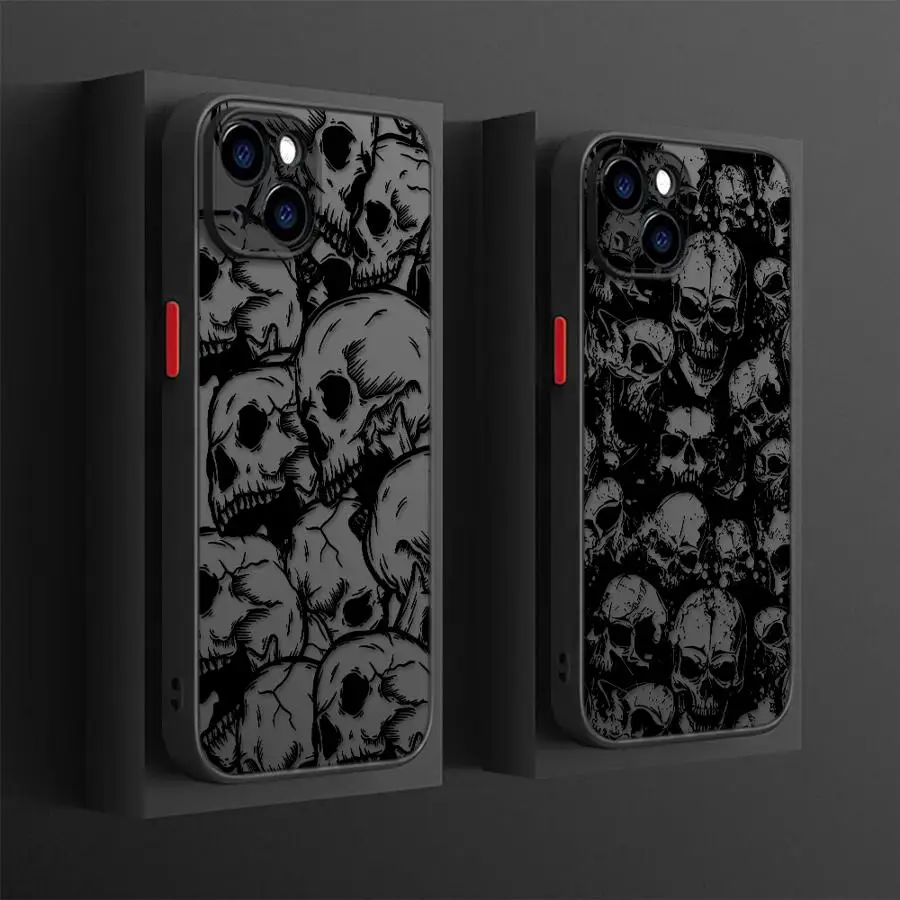 Spooky Skull Pattern Shockproof Phone Case - Air Cushion Hard Cover